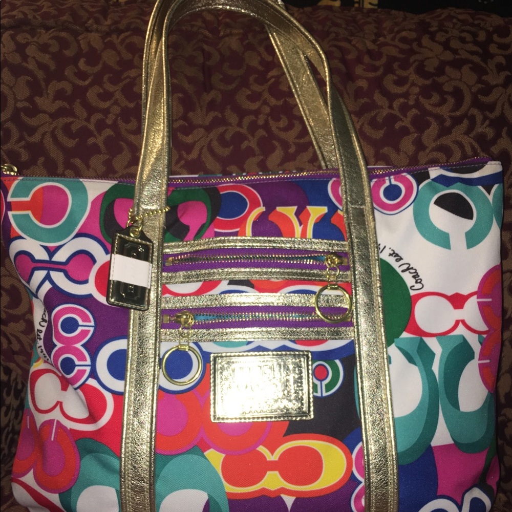 COACH POPPY POP C SIGNATURE BAG PURSE TOTE